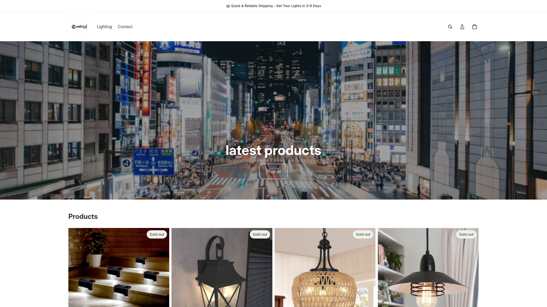 website screenshot of https://velrod.store/