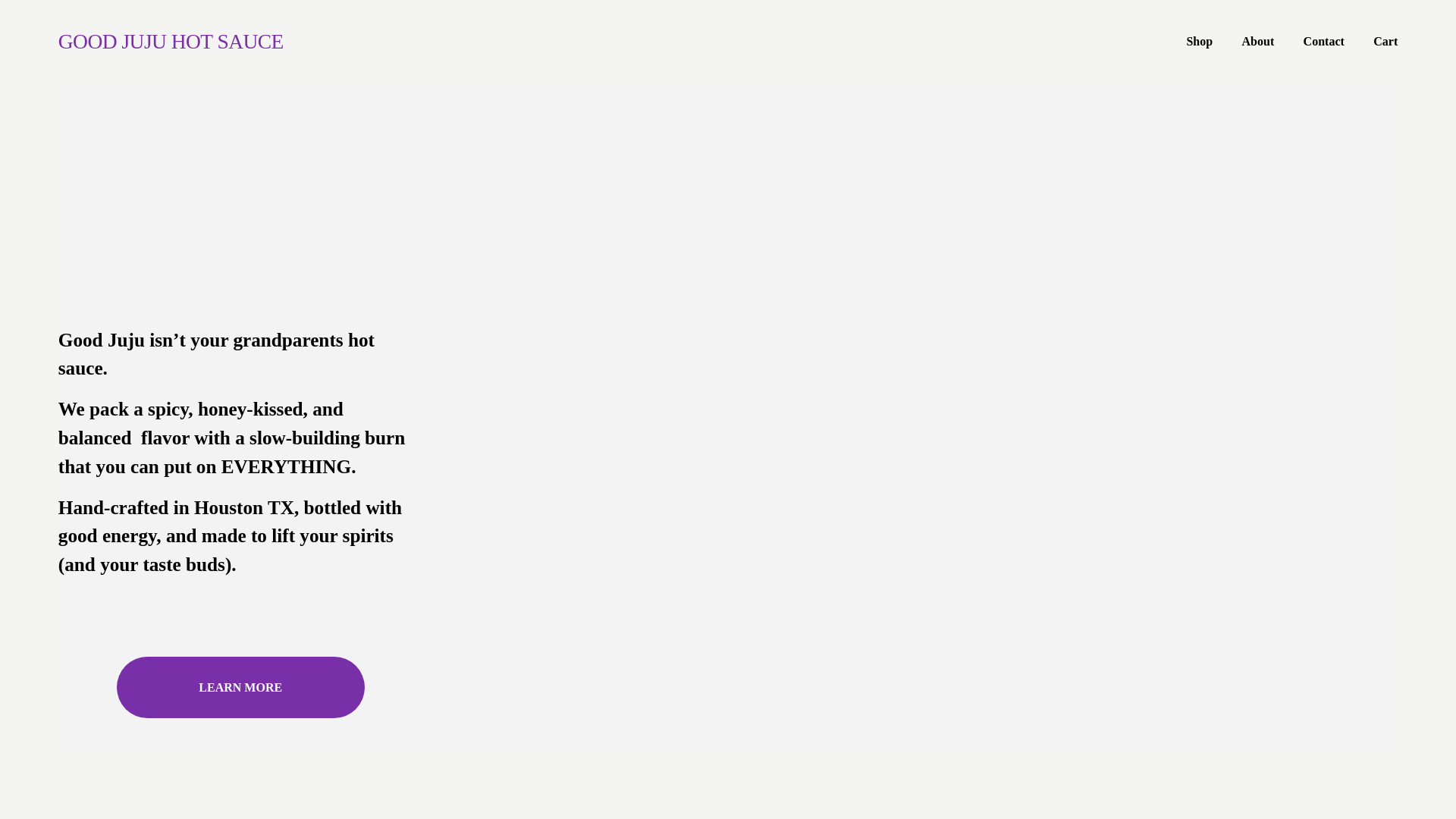 website screenshot of https://goodjujuhotsauce.com