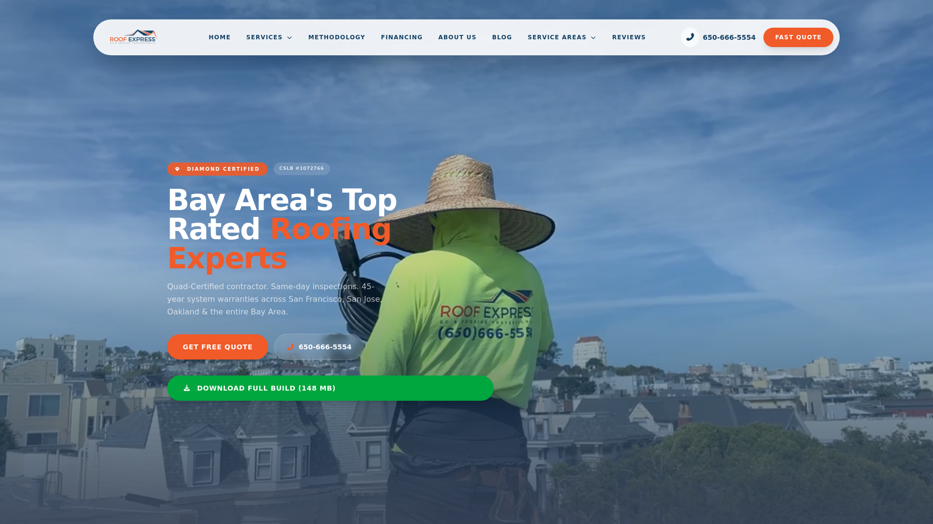 website screenshot of https://roof-express-main.pages.dev/