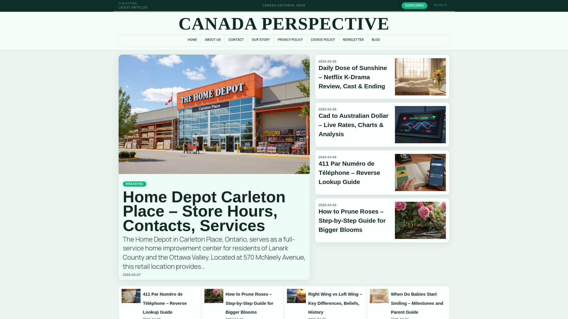 website screenshot of https://canadaperspective.org