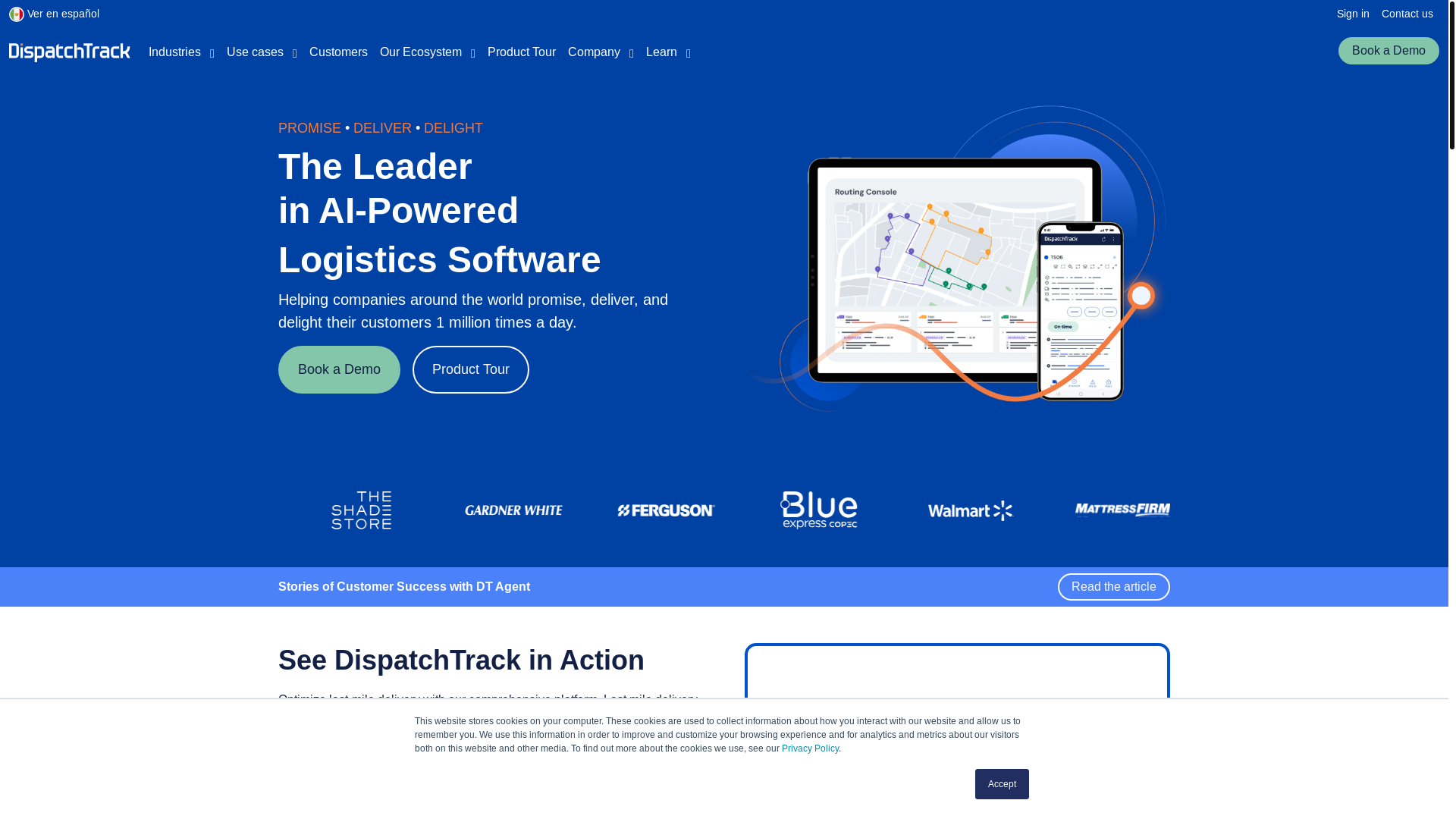 website screenshot of https://support@dispatchtrack.com/