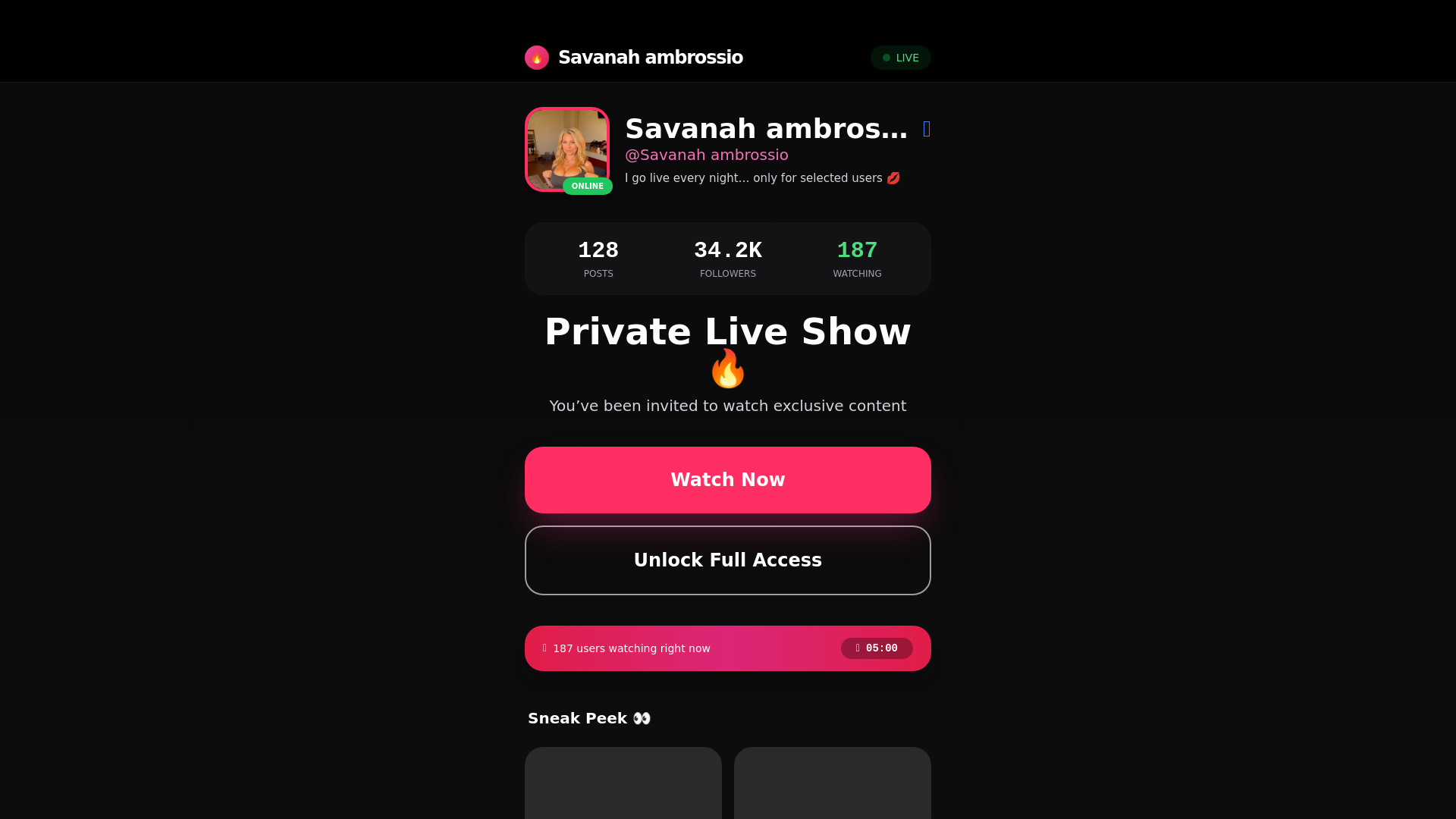 website screenshot of https://savannamodel.site/