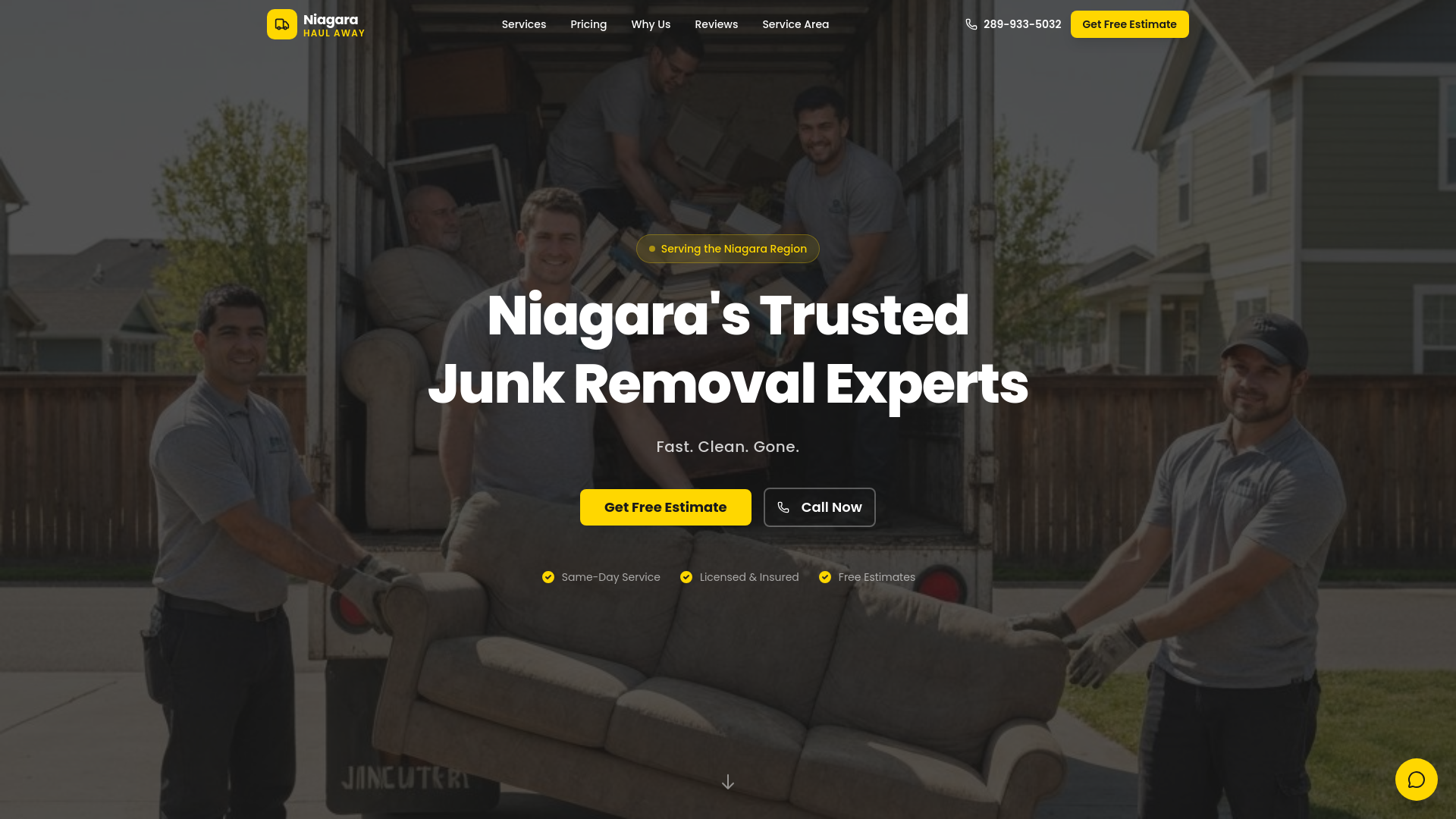 website screenshot of https://niagarahaulaway.ca/