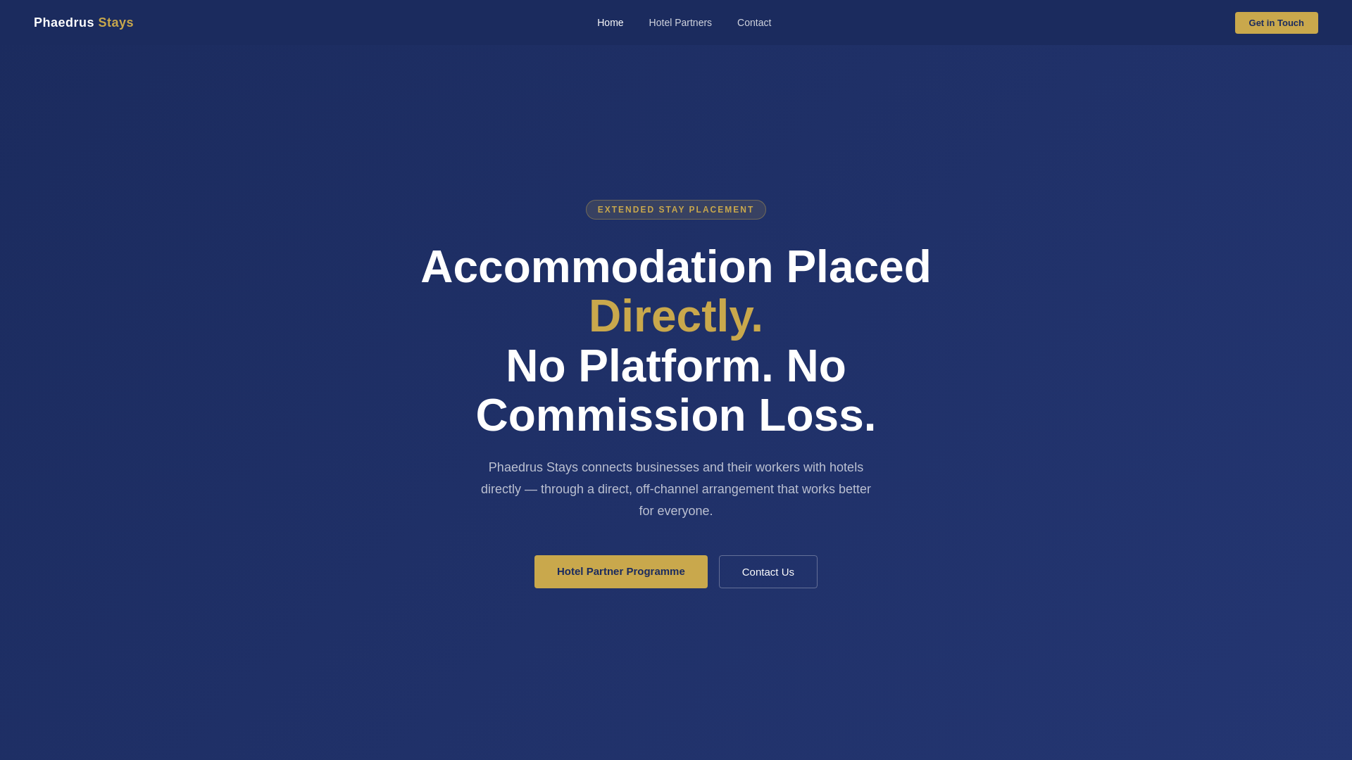 website screenshot of https://phaedrusstays.com/