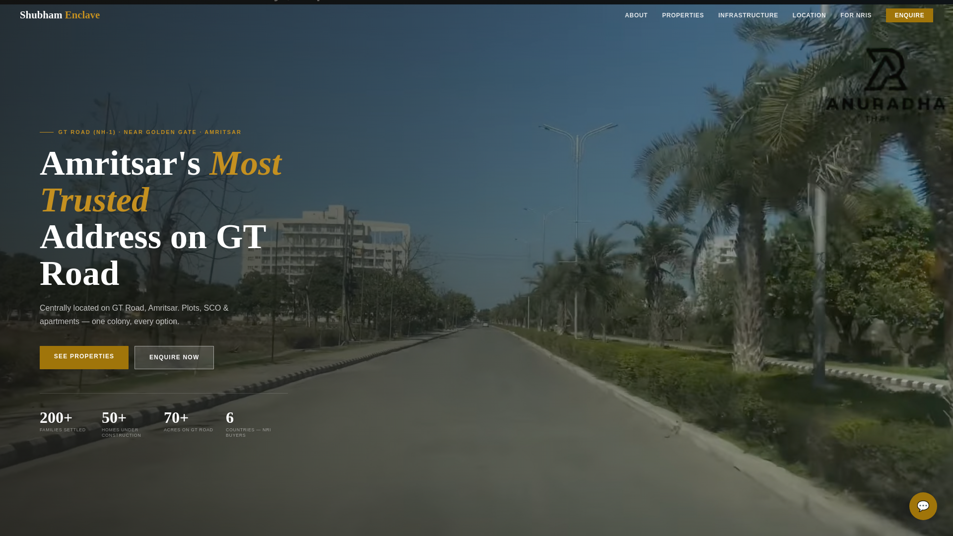 website screenshot of https://shubhamenclave.in/