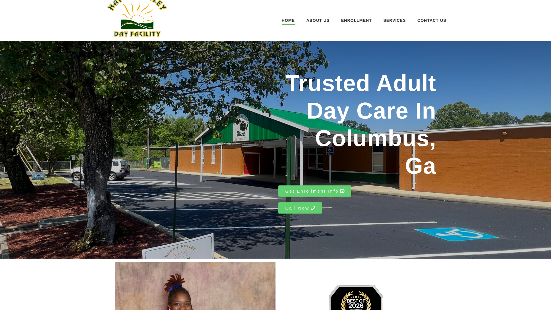 website screenshot of https://happyvalleydayfacility.com