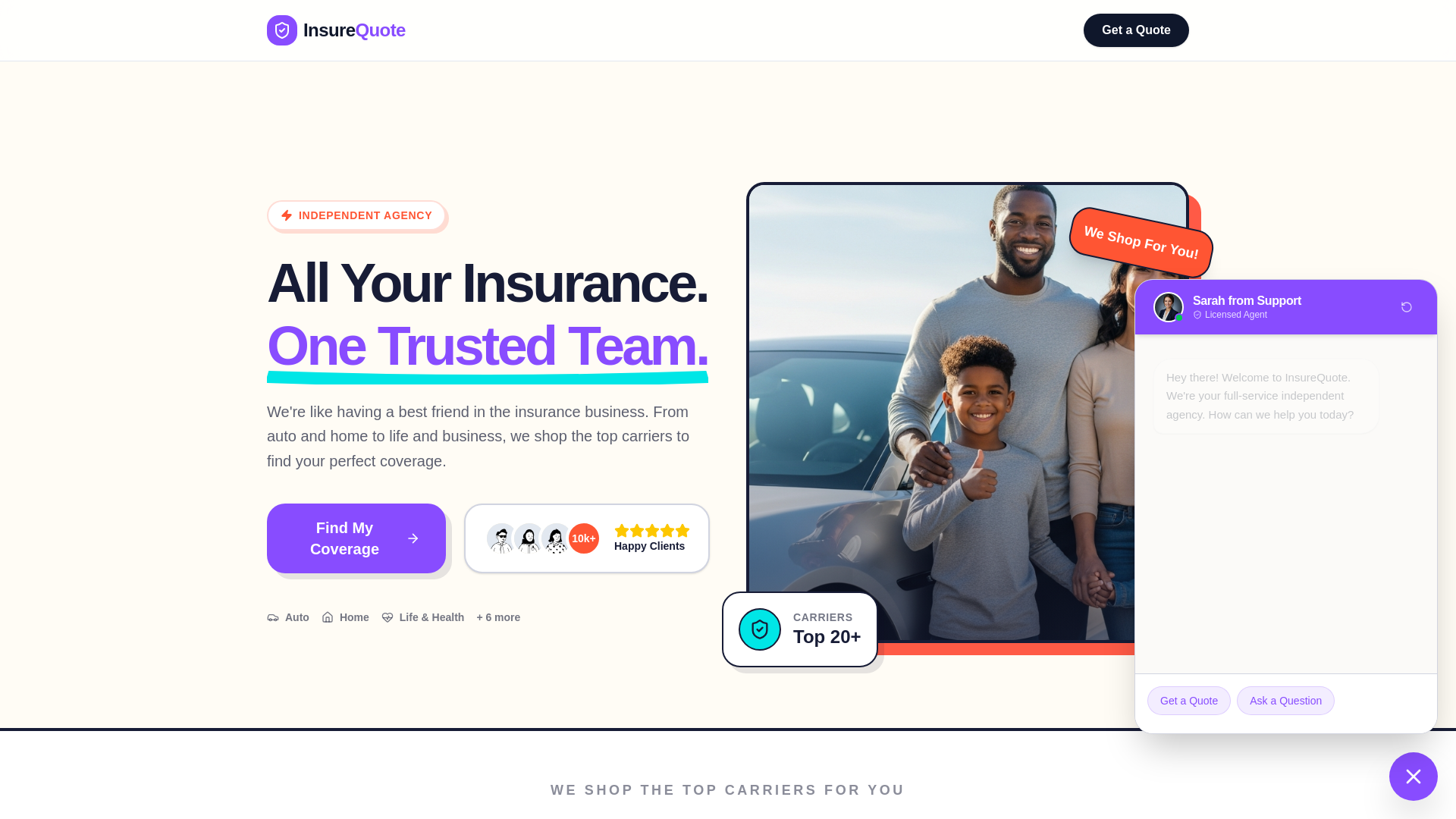 website screenshot of https://insurequote.shop