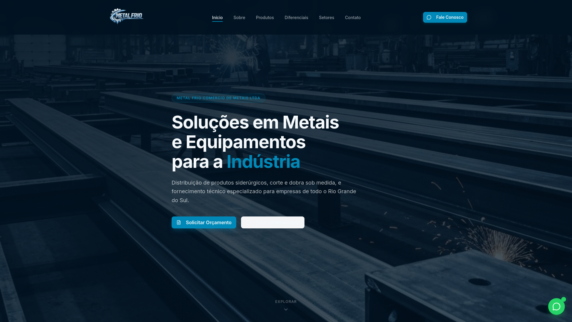 website screenshot of https://metalfrioindustria.com/