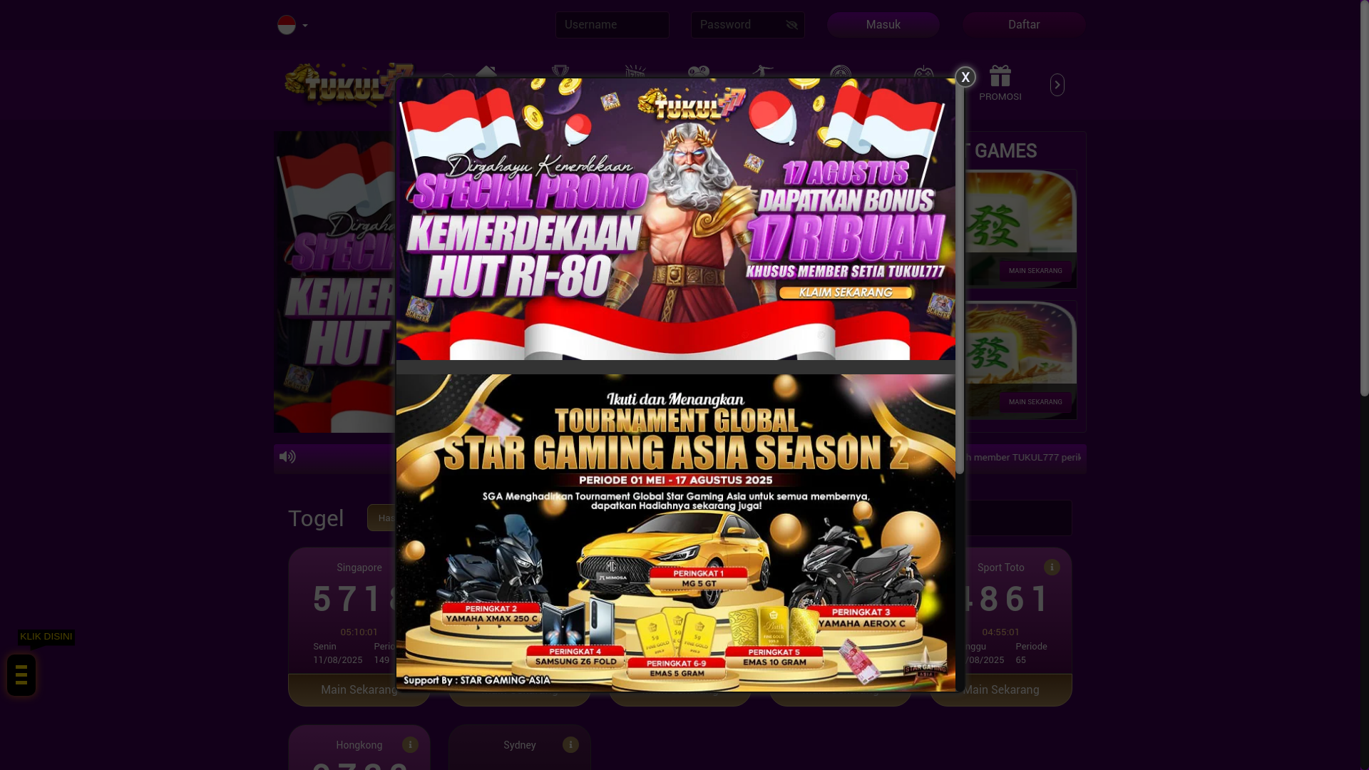 website screenshot of https://tukul777klik.store/