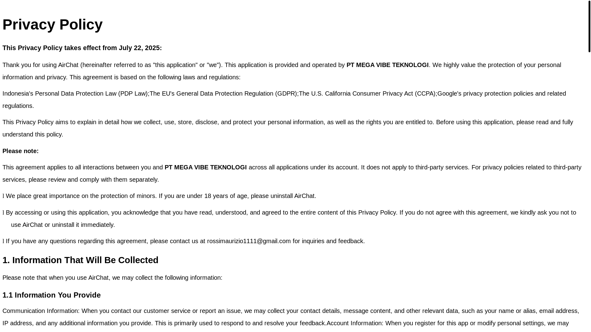 website screenshot of https://airchat-privacy.pages.dev/