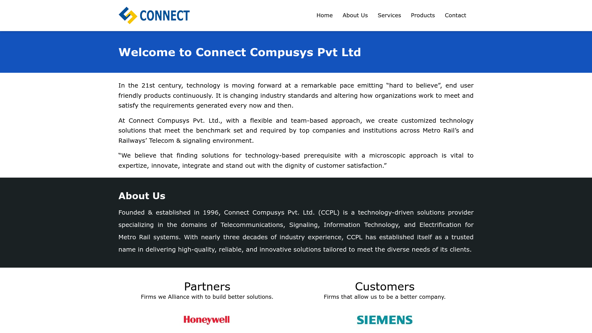 website screenshot of https://connectcompusys.com