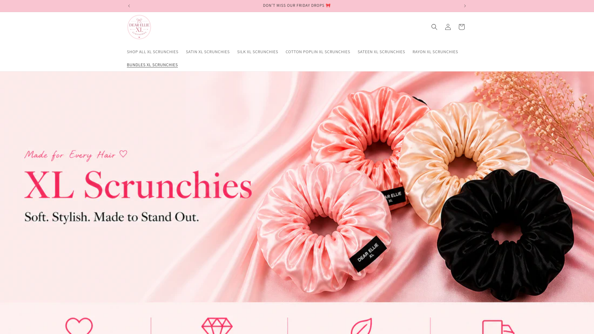 website screenshot of https://dearelliexlscrunchies.com/