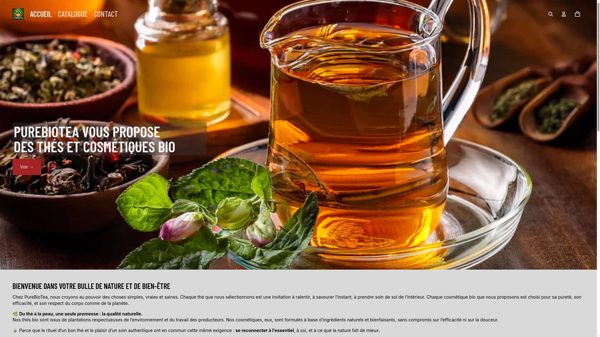 website screenshot of https://purebiotea.com/