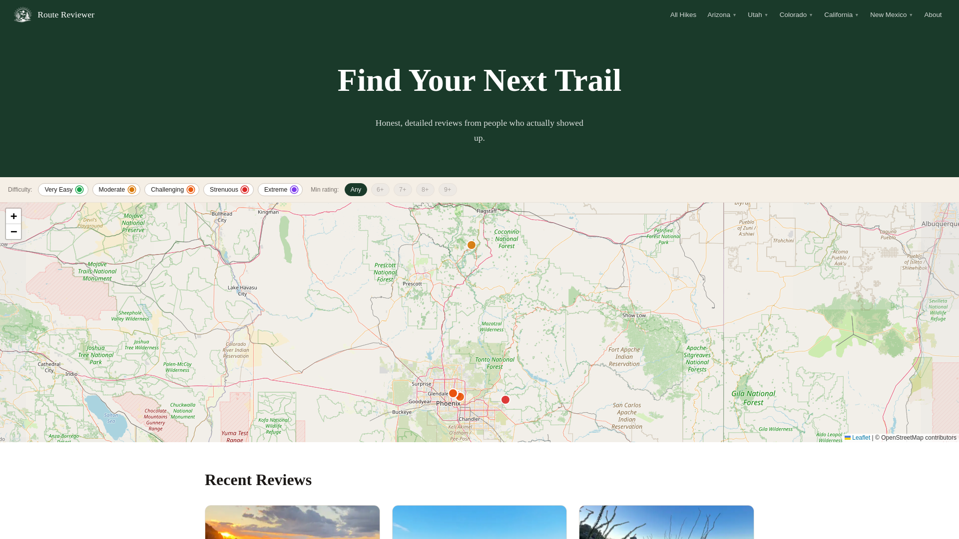 website screenshot of https://routereviewer.com