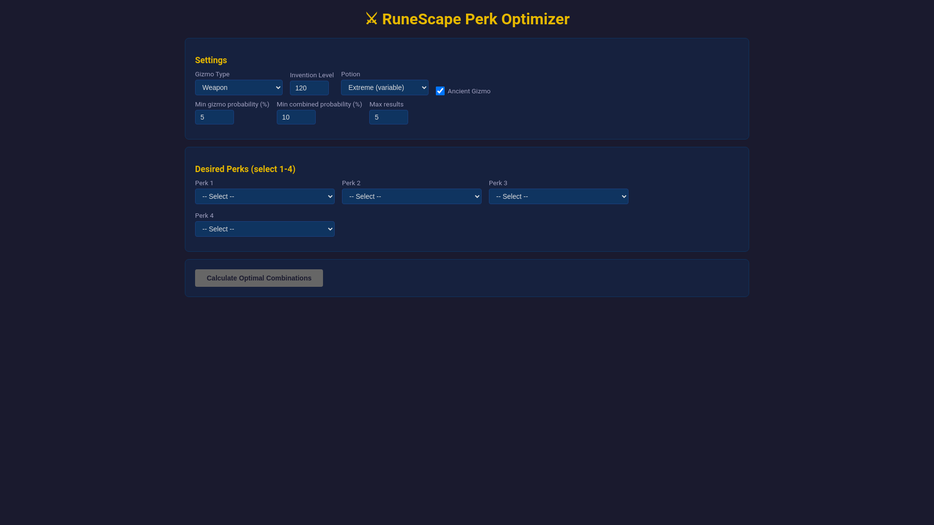 website screenshot of https://perk-optimizer.pages.dev/