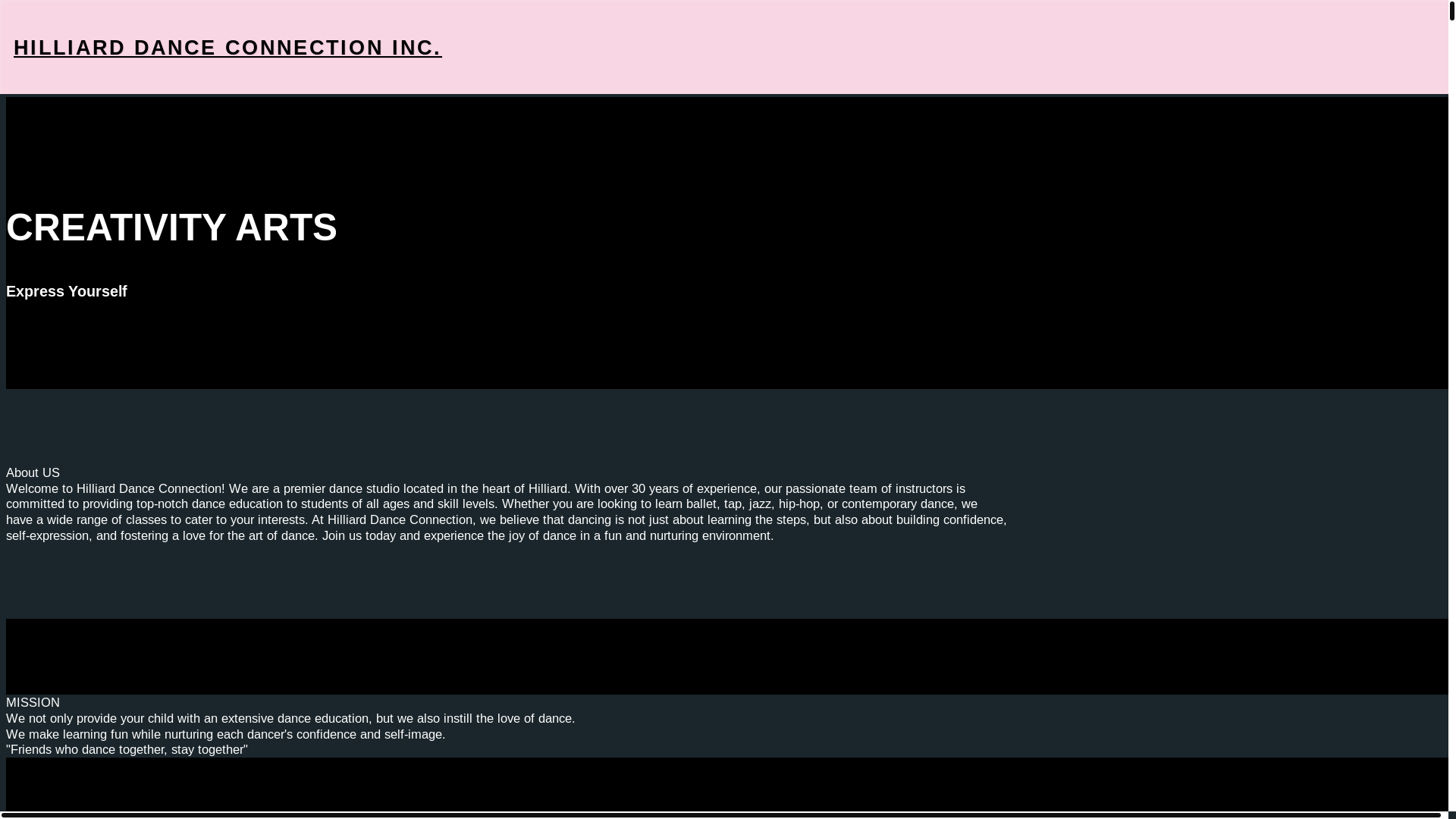 website screenshot of https://hilliarddanceconnection.com/