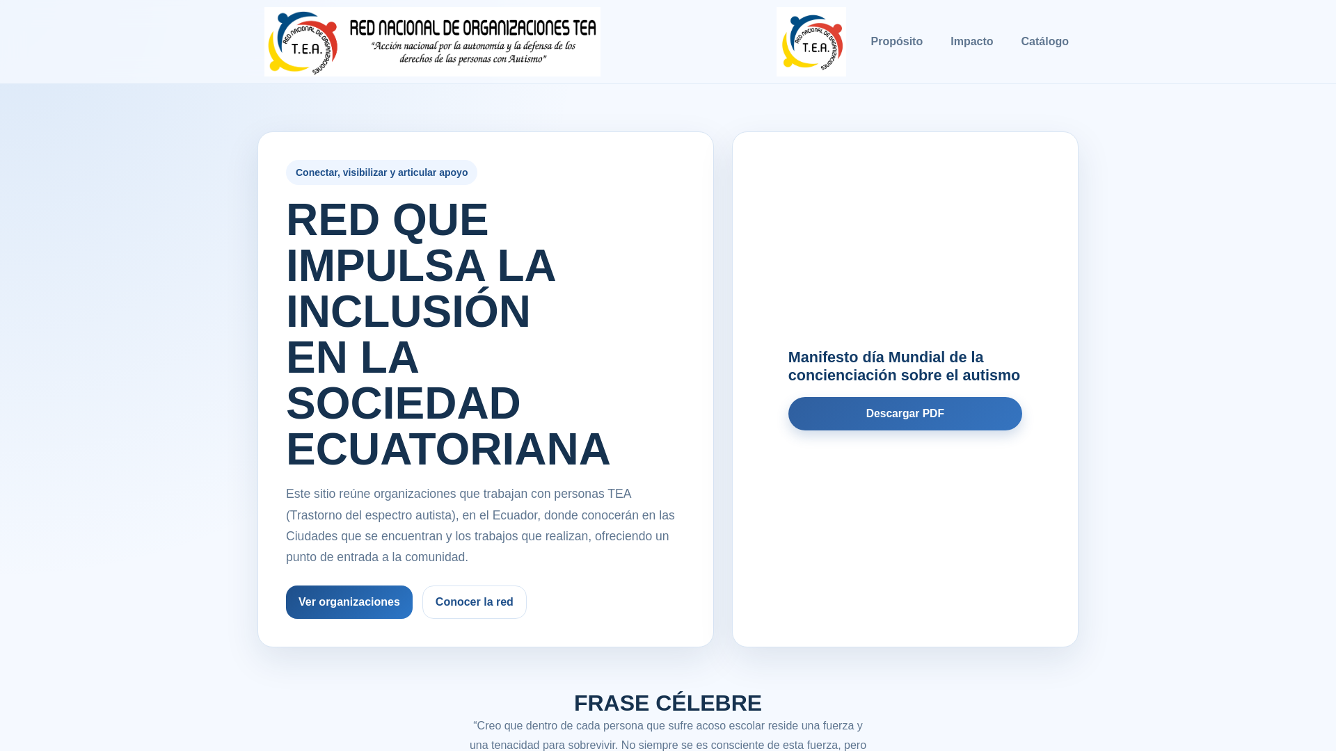 website screenshot of https://autismo.org.ec