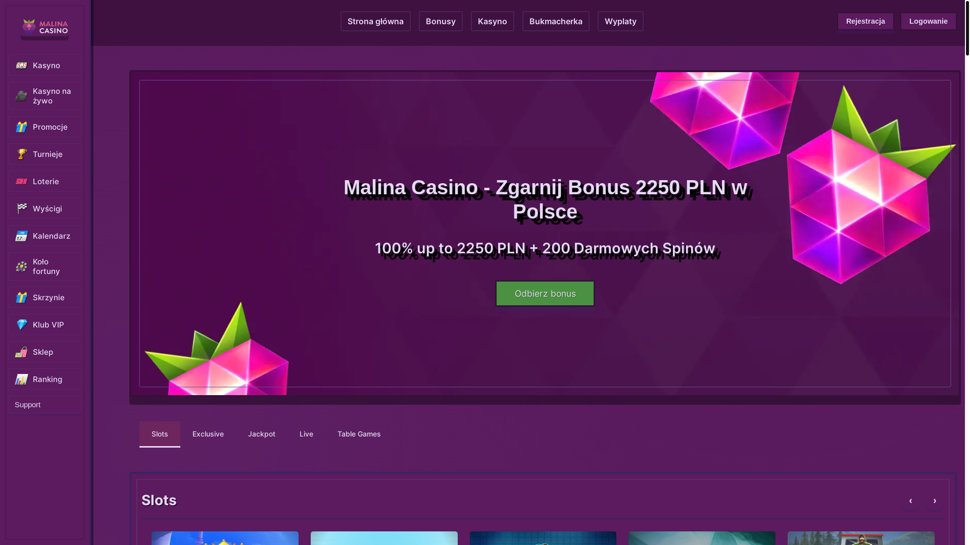 website screenshot of https://malina-casino.pages.dev/