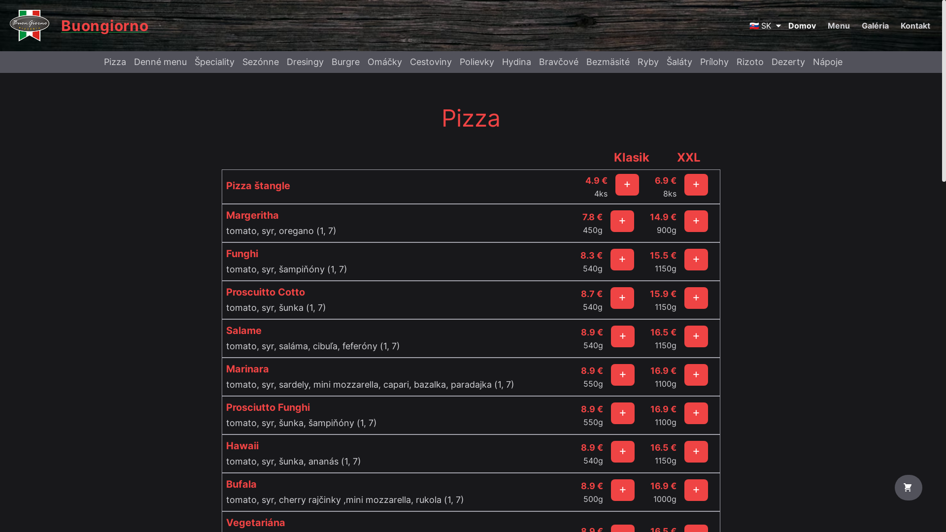 website screenshot of https://www.buongiorno.sk/rozvoz