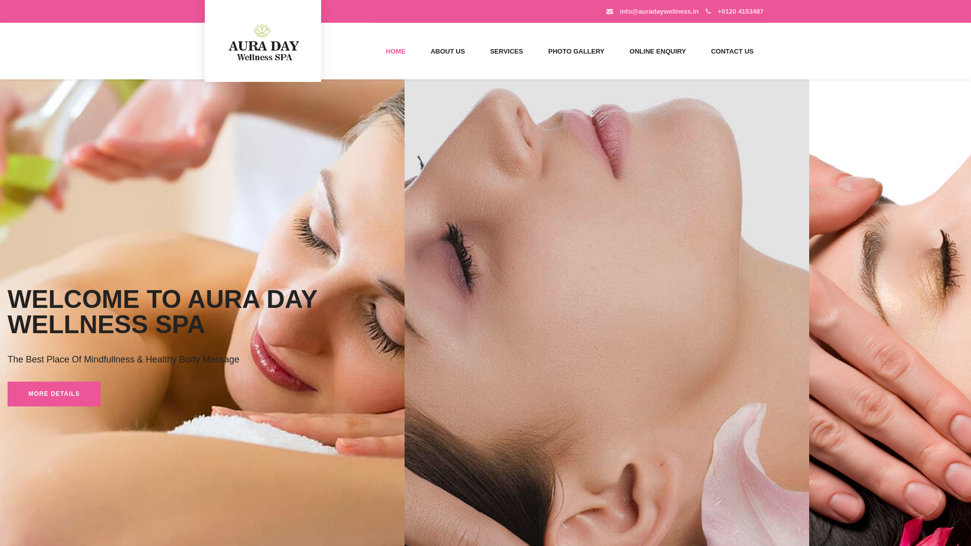 website screenshot of https://auradaywellness.in