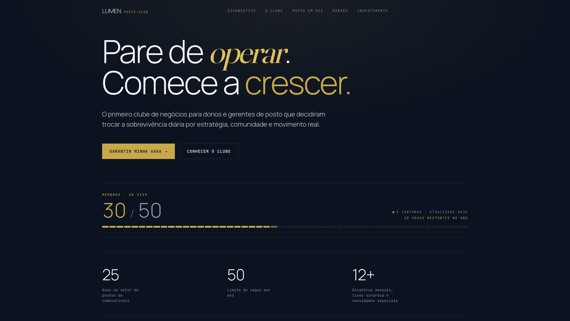website screenshot of https://lumenpostoclub.com.br/