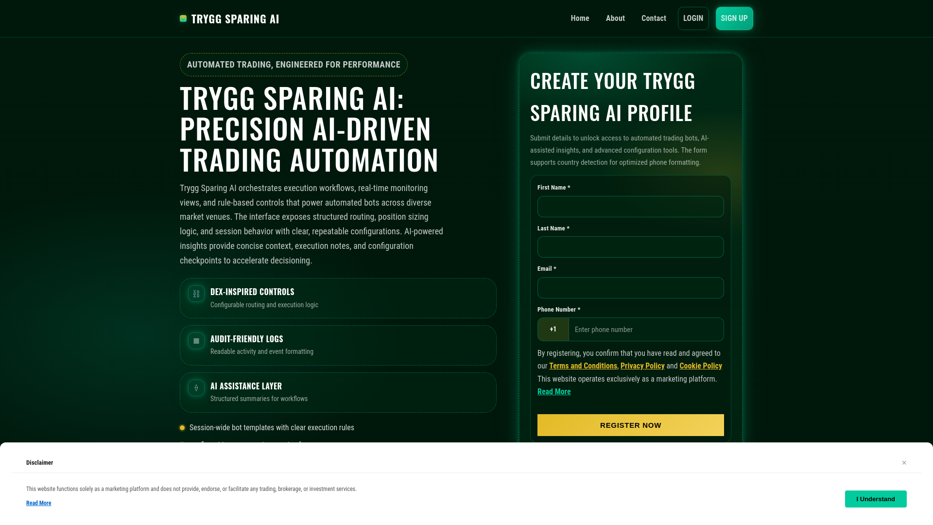website screenshot of https://tryggsparingai.digital/