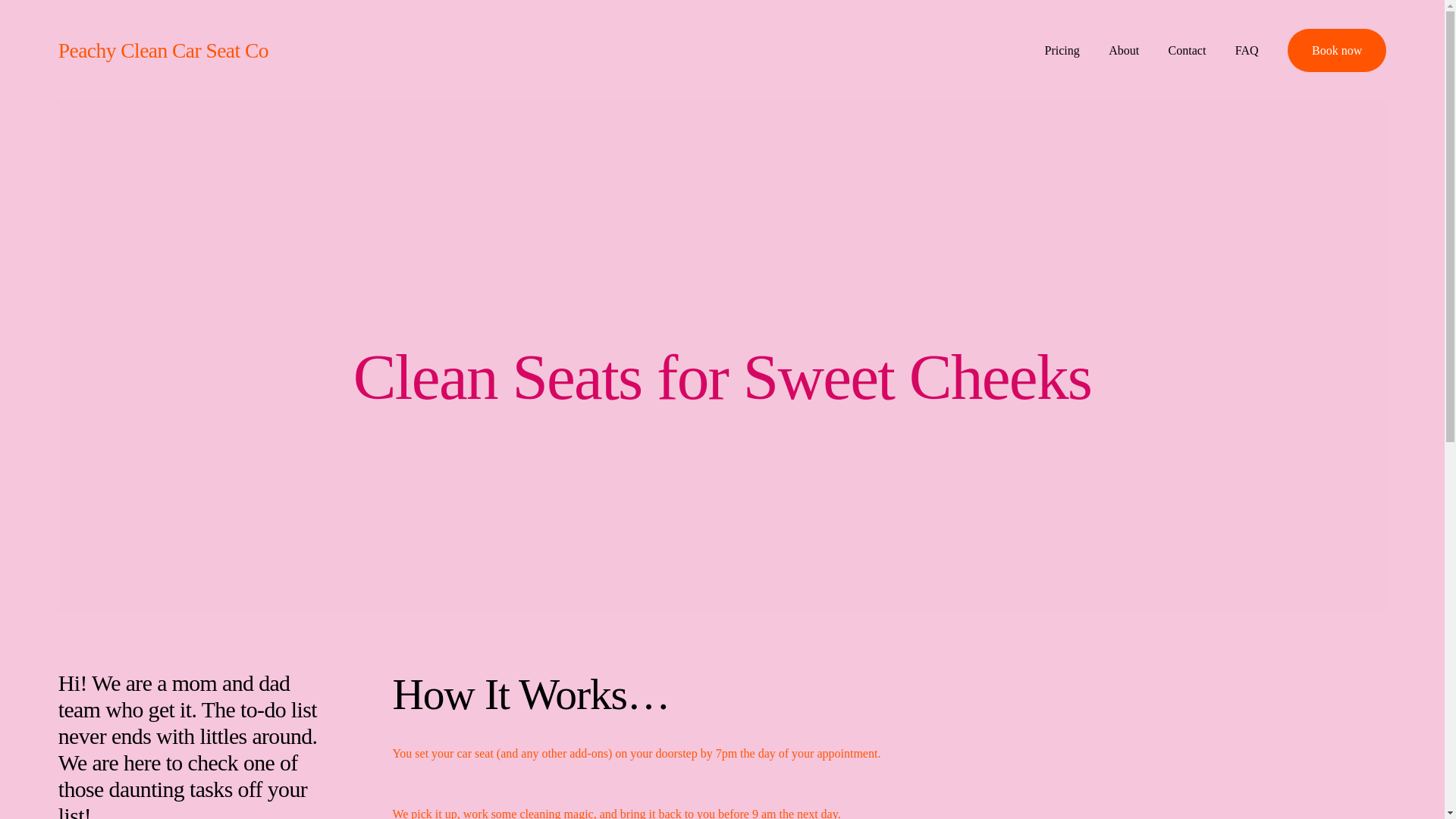 website screenshot of https://peachycleancarseatco.com/