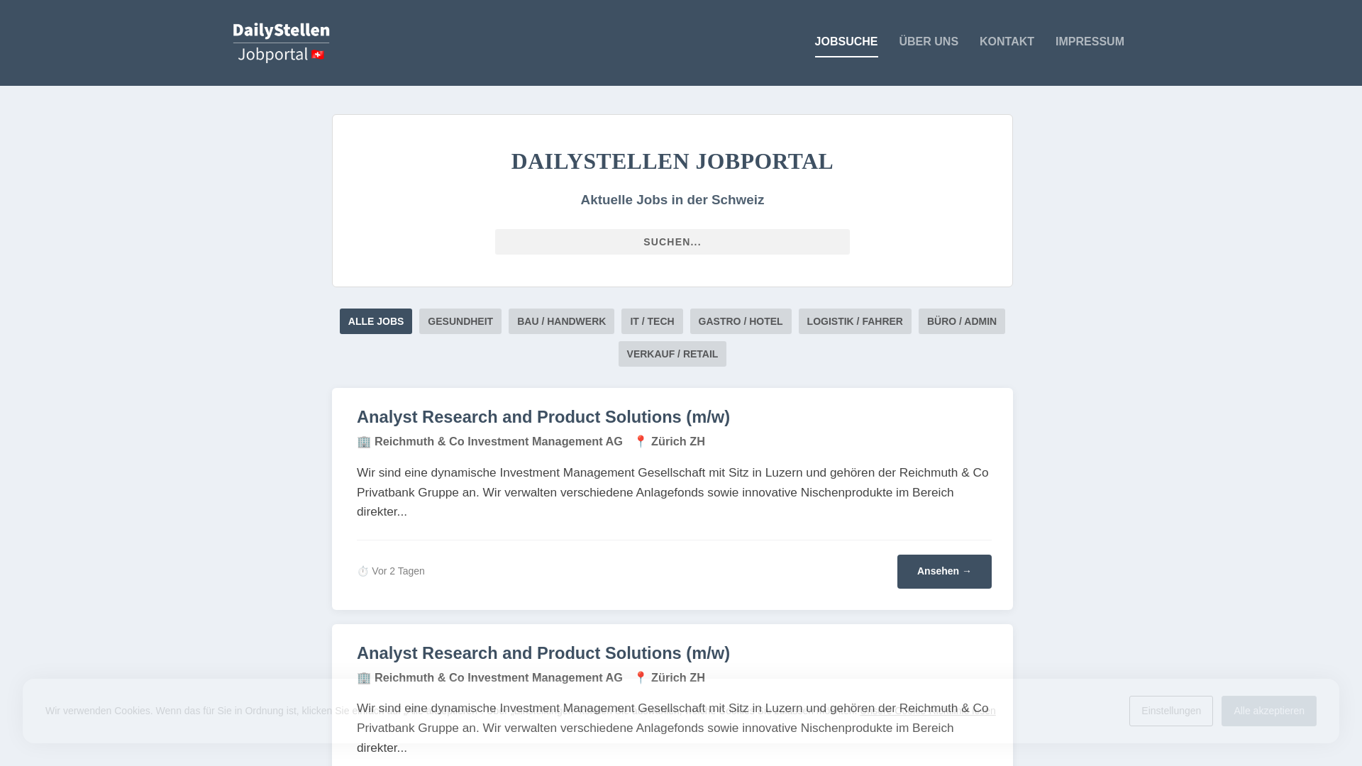 website screenshot of https://dailystellen.ch/
