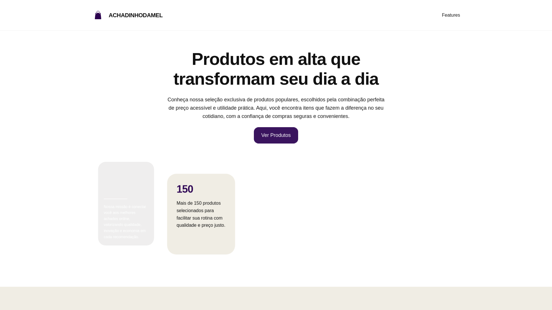 website screenshot of https://achadinhodamel.com.br/
