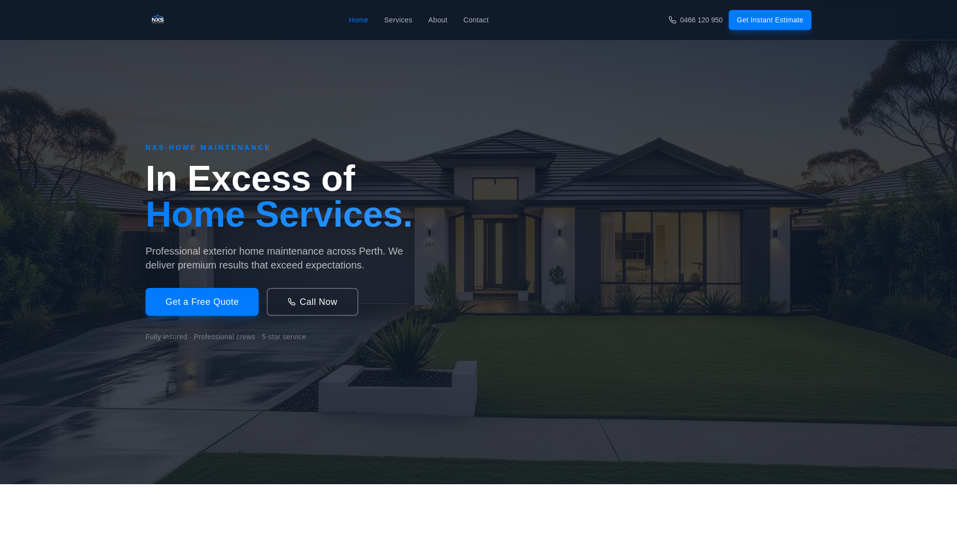 website screenshot of https://nxshomemaintenace.com.au/