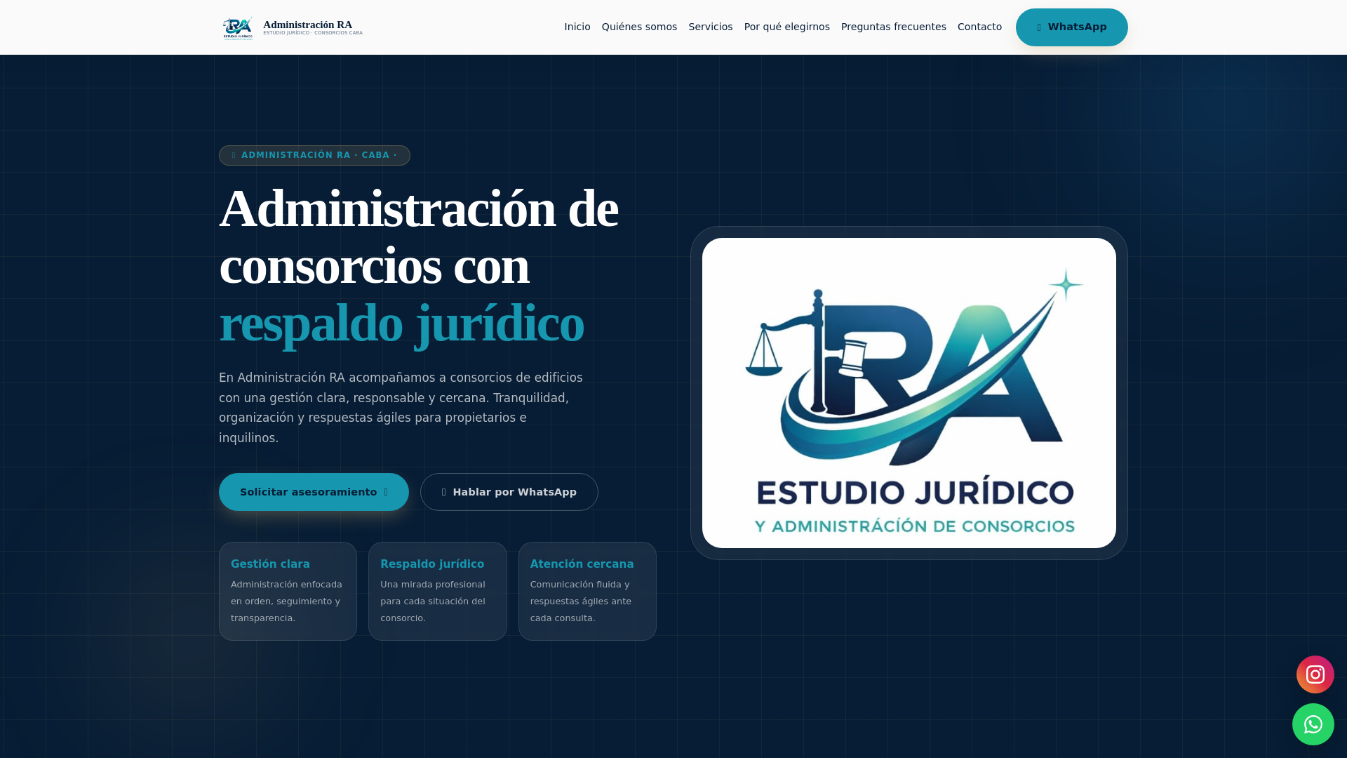 website screenshot of https://administracion-ra.com.ar