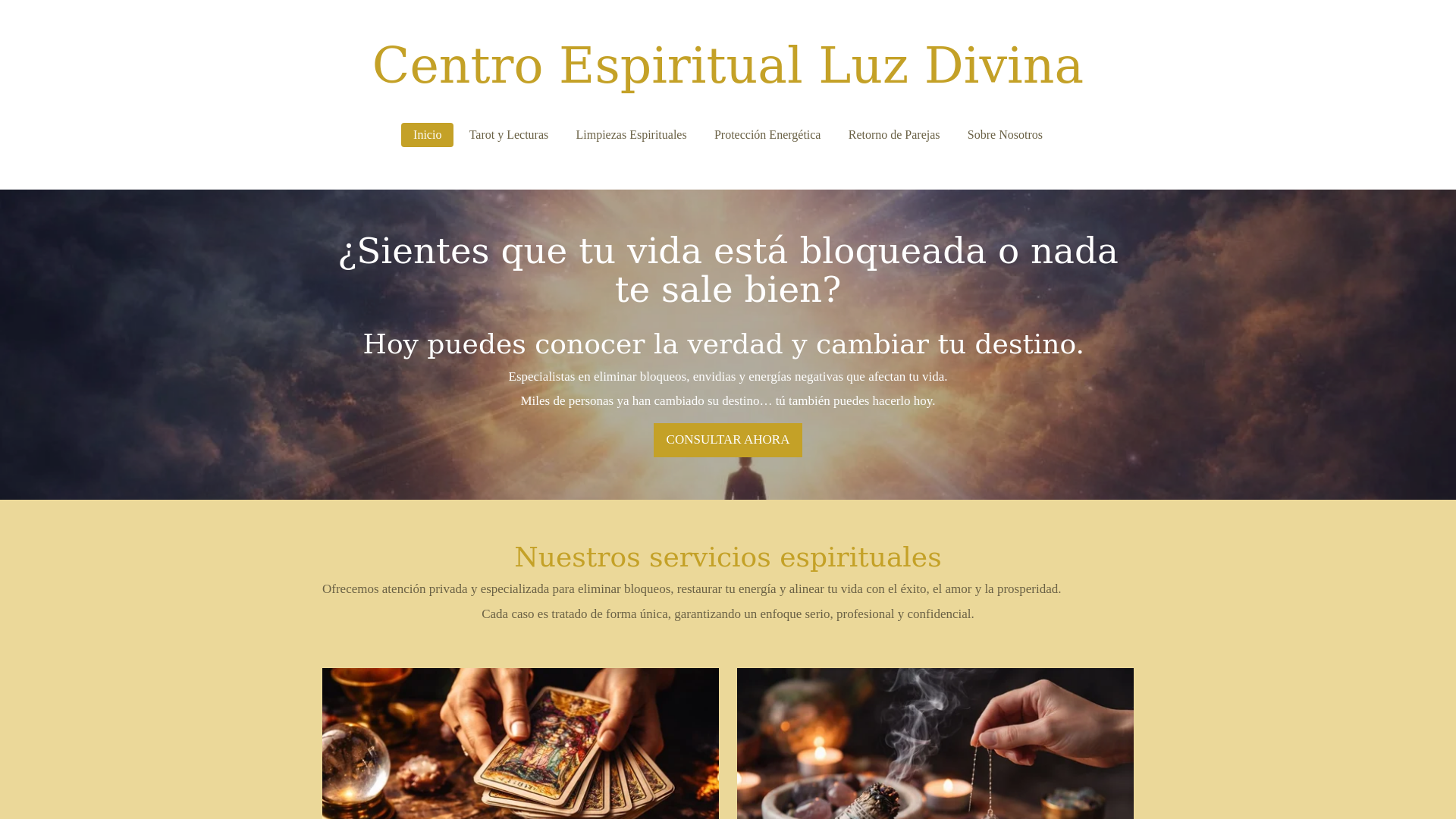 website screenshot of https://luzdivinaespiritual.com