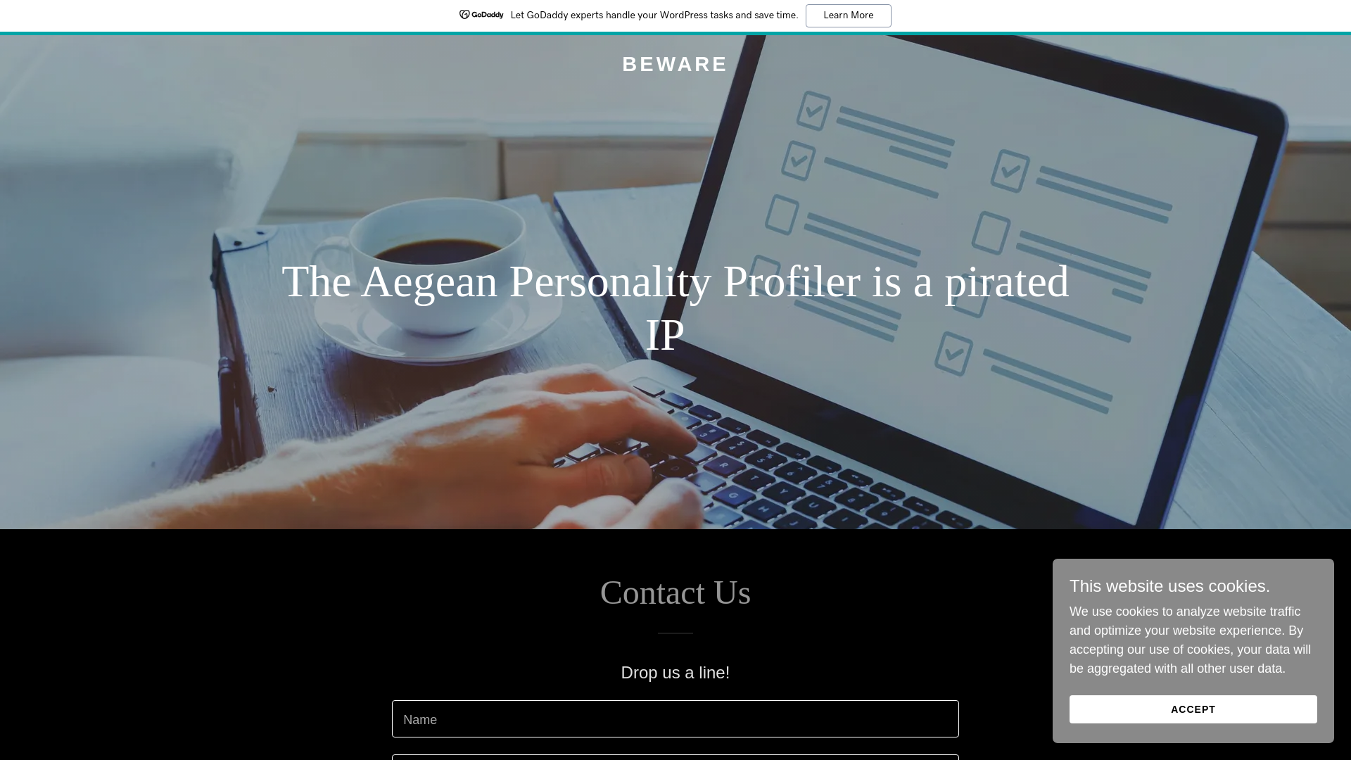 website screenshot of https://aegeanpersonalityinventory.com