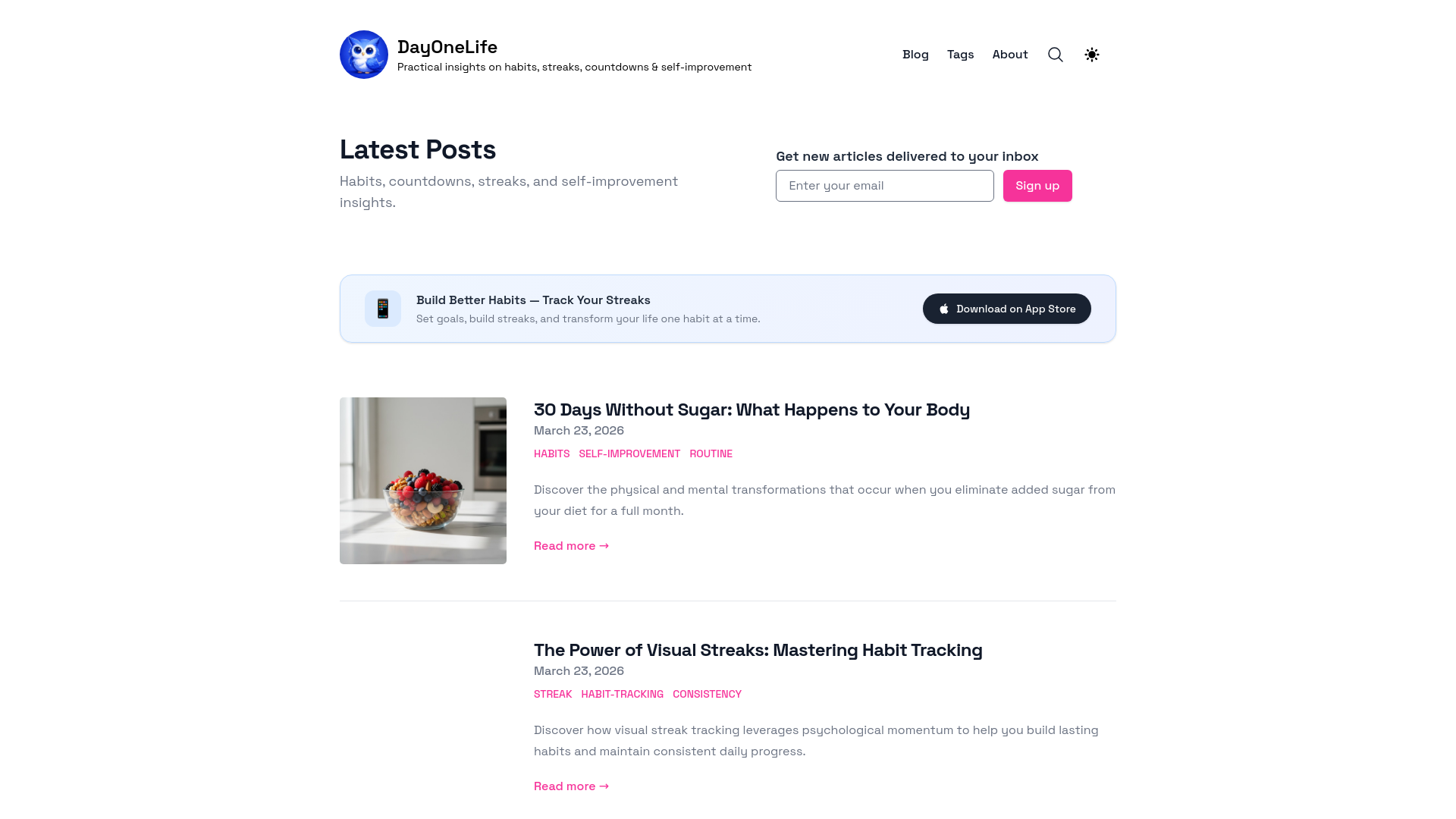 website screenshot of https://dayonelife.pages.dev/