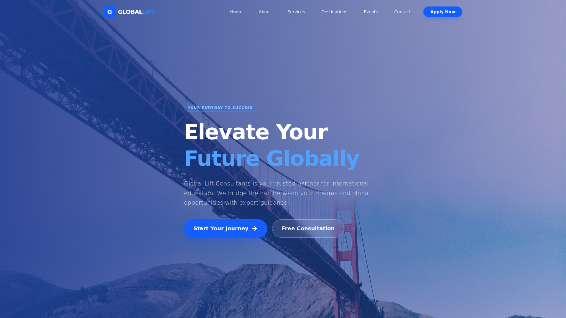 website screenshot of https://globalliftcons.com/