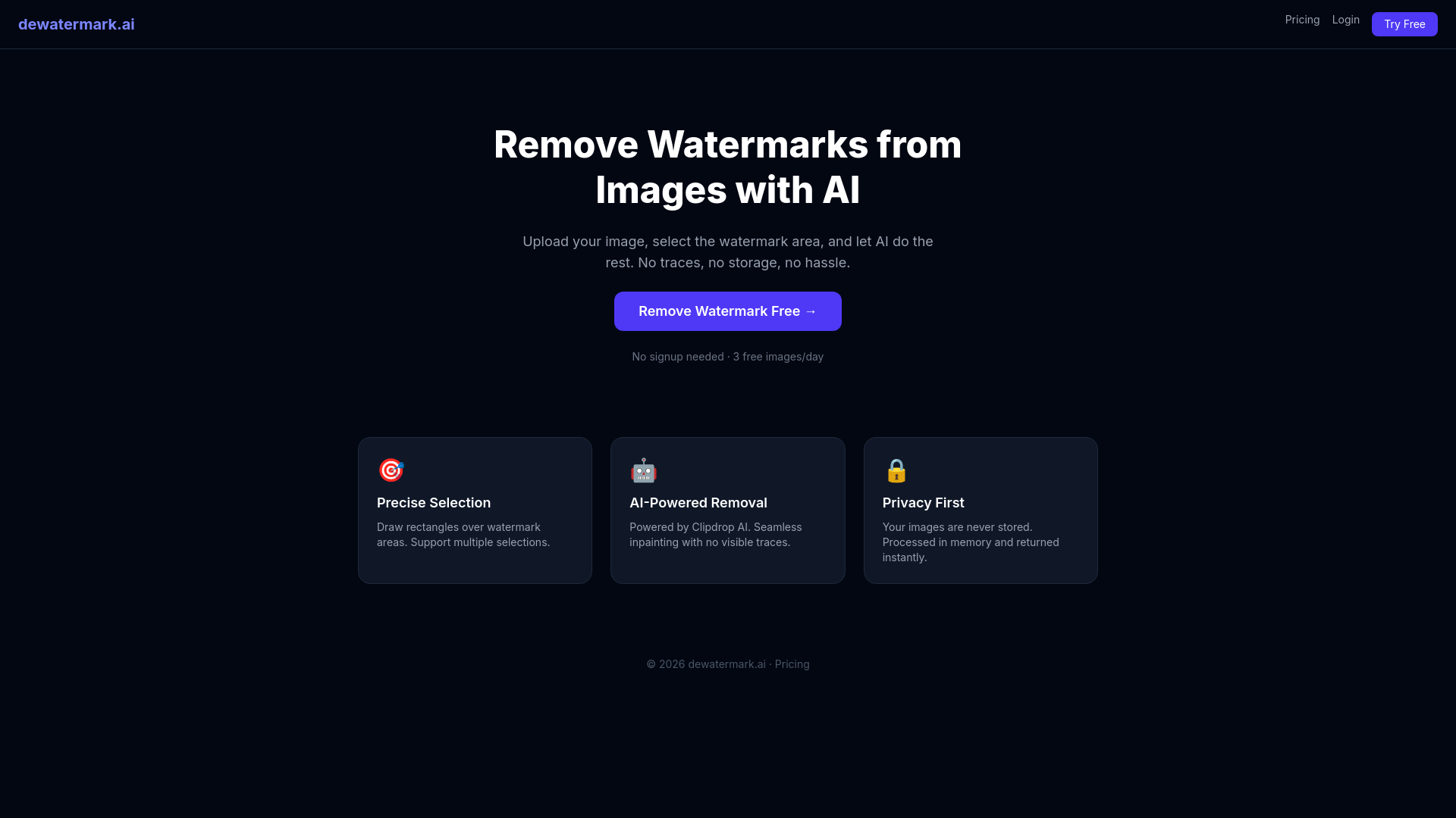 website screenshot of https://dewatermarkbyme.pages.dev/