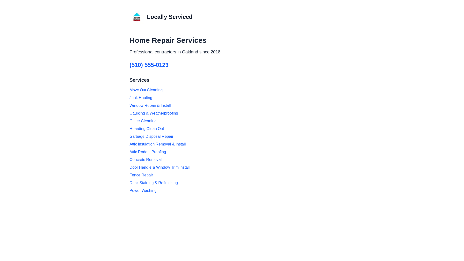 website screenshot of https://locally-serviced.com/