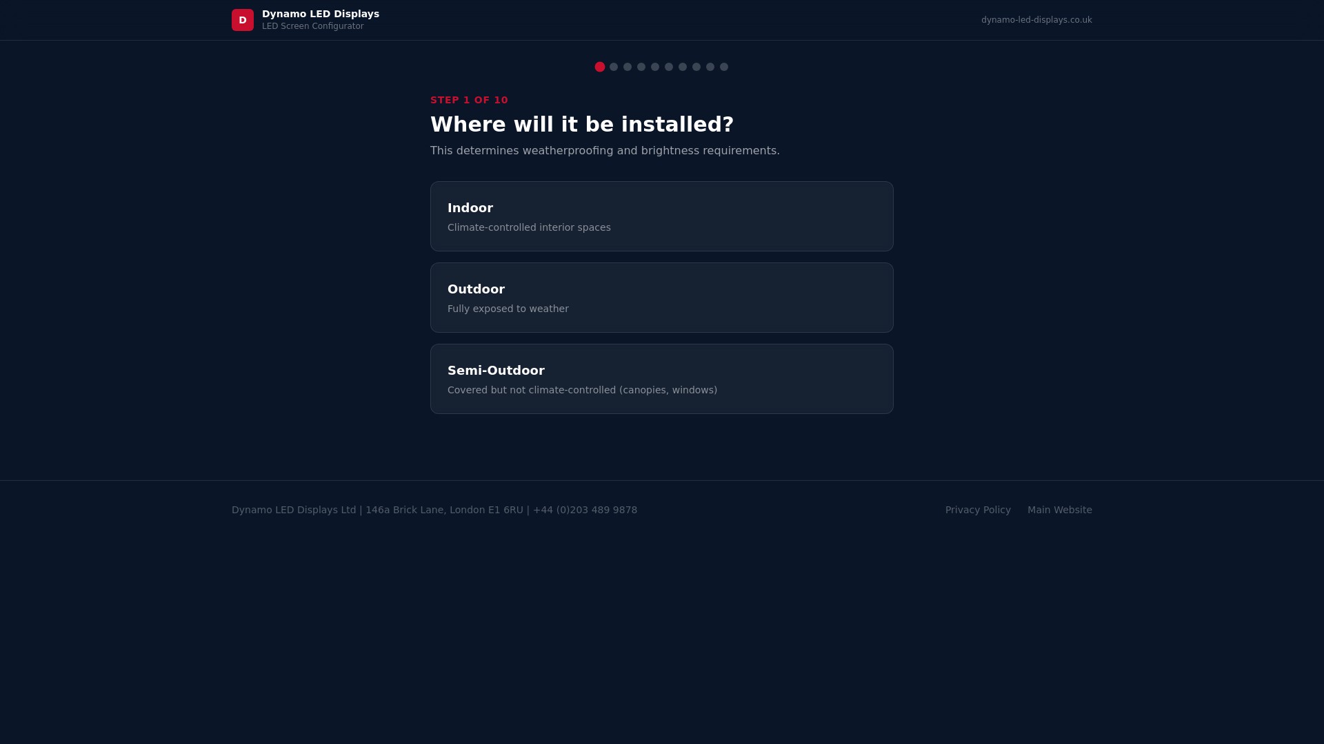 website screenshot of https://dynamo-configurator-915zu.sevalla.app