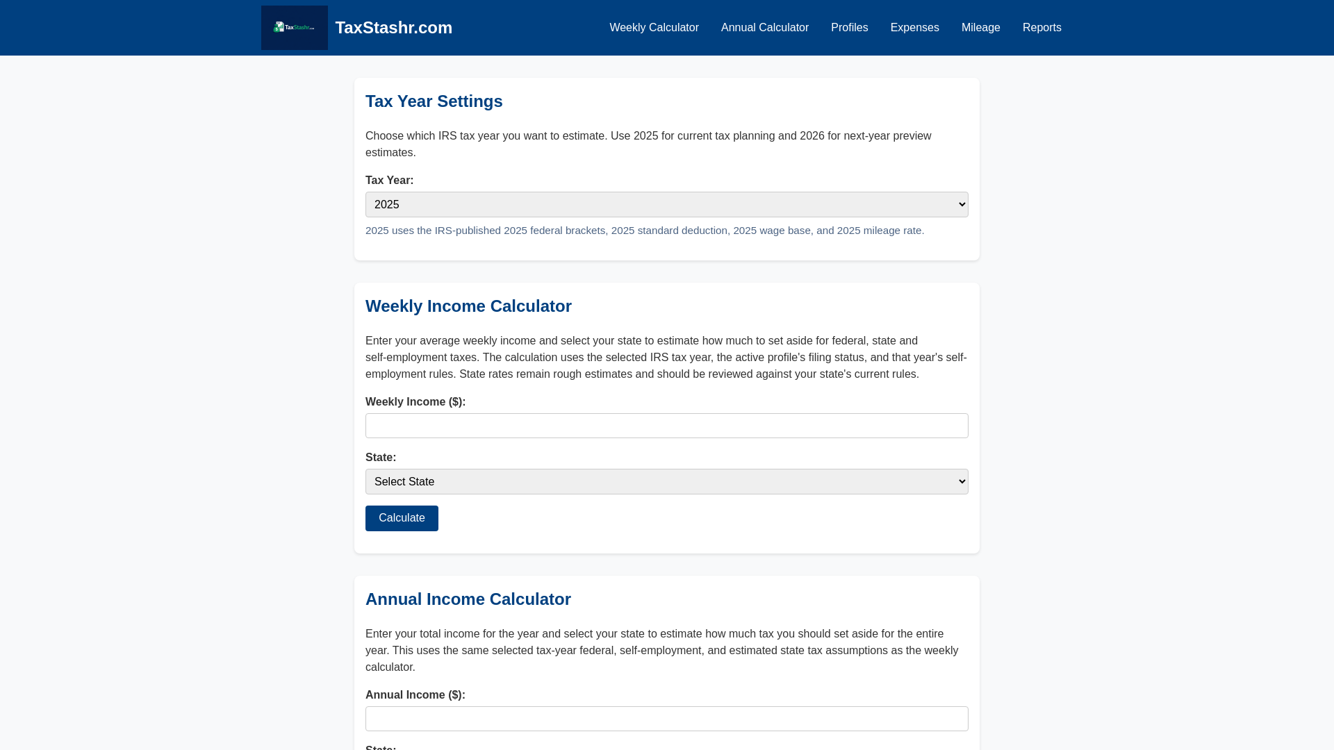 website screenshot of https://taxstashr.com