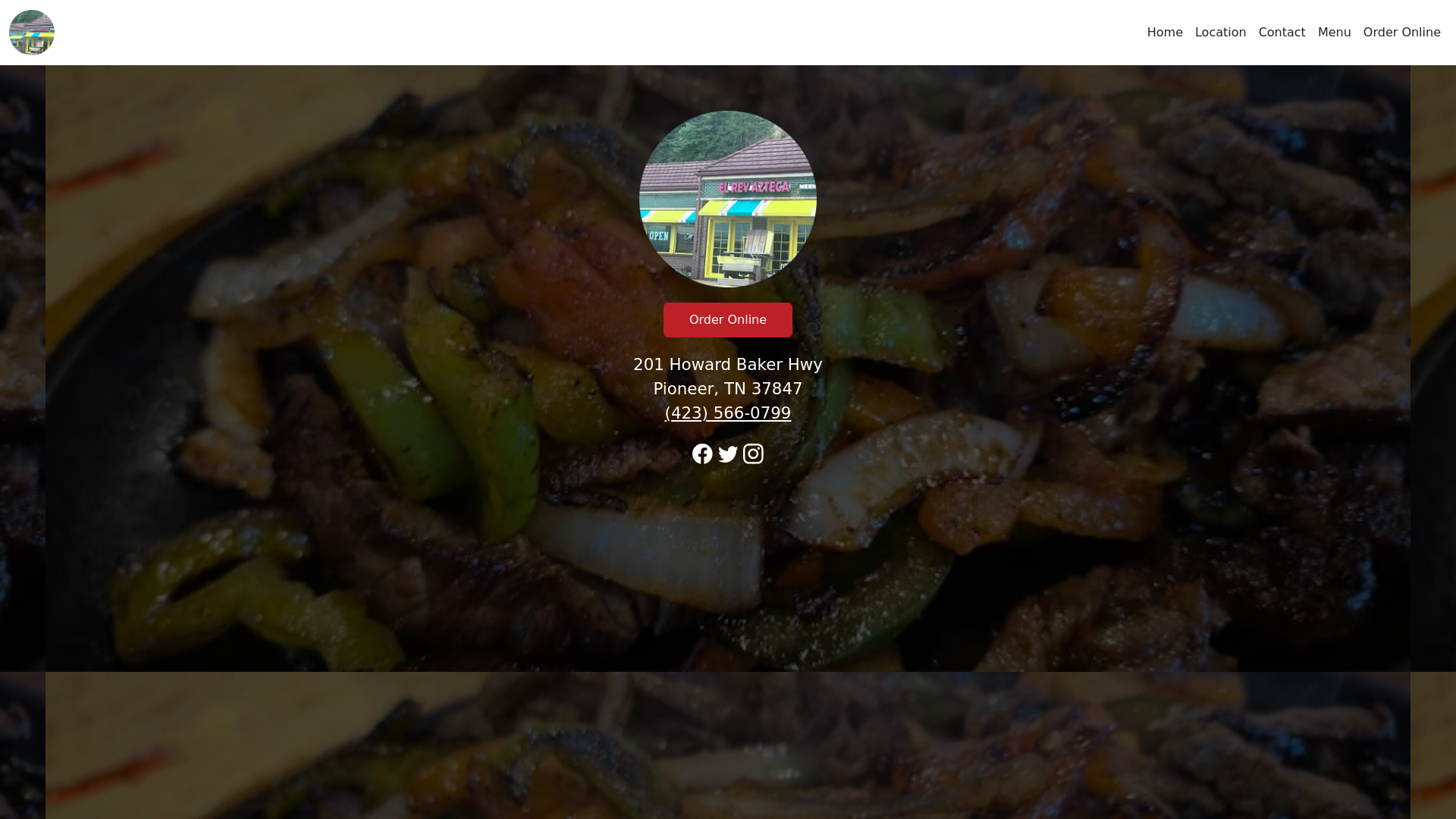 website screenshot of https://elreyaztecatennessee.com/