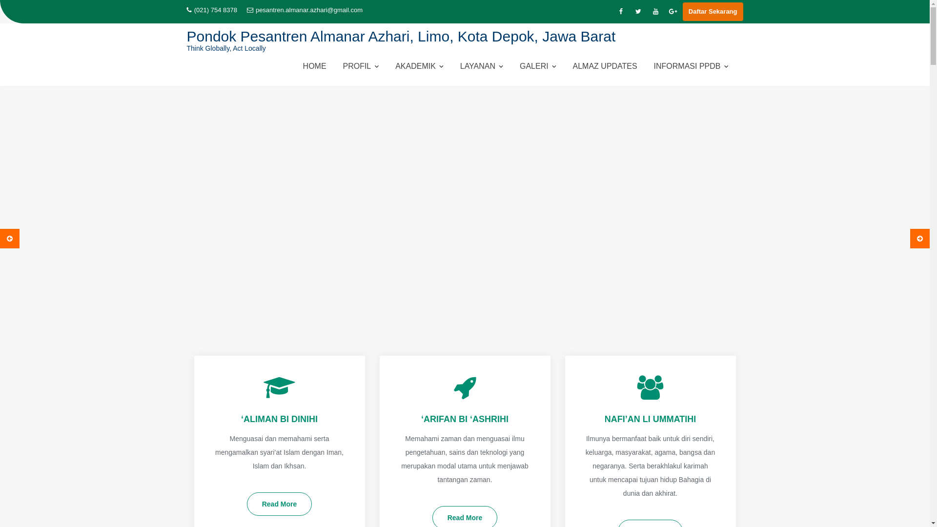 website screenshot of https://almanarazhari.sch.id/