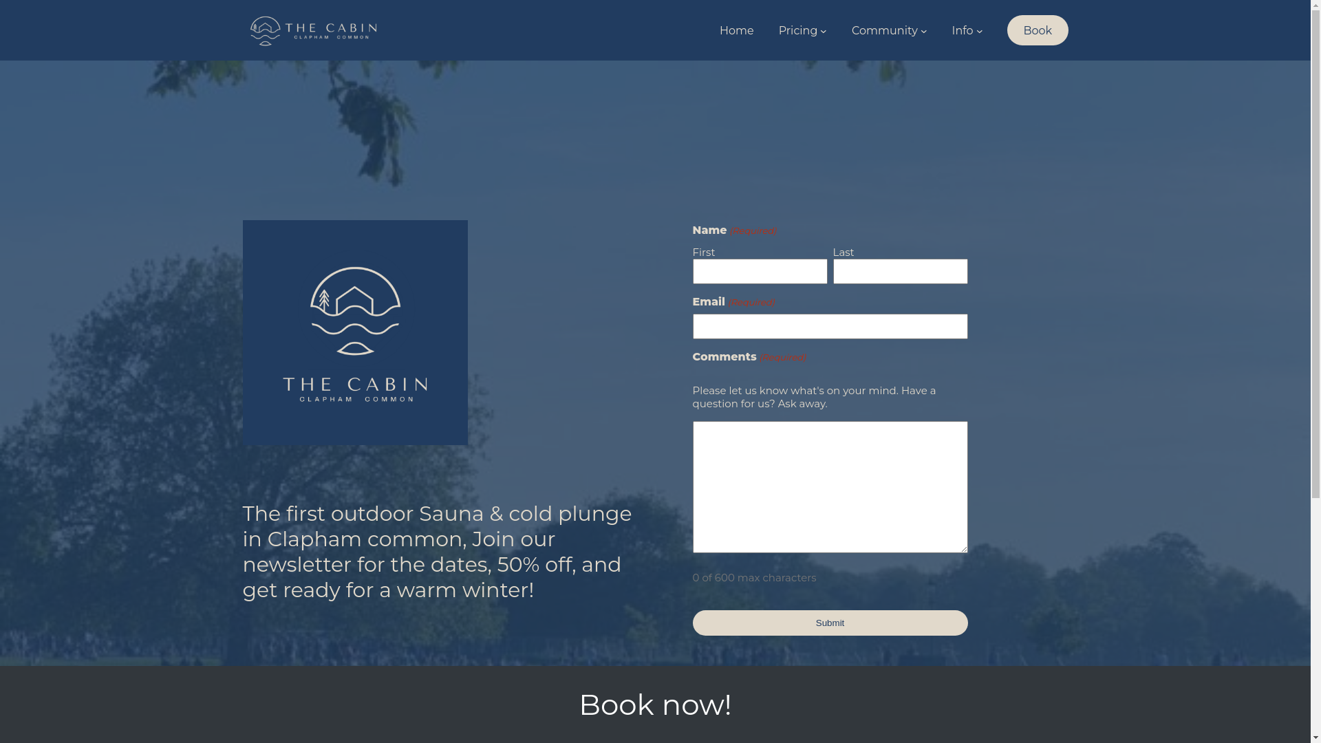 website screenshot of https://thecabinsauna.co.uk/