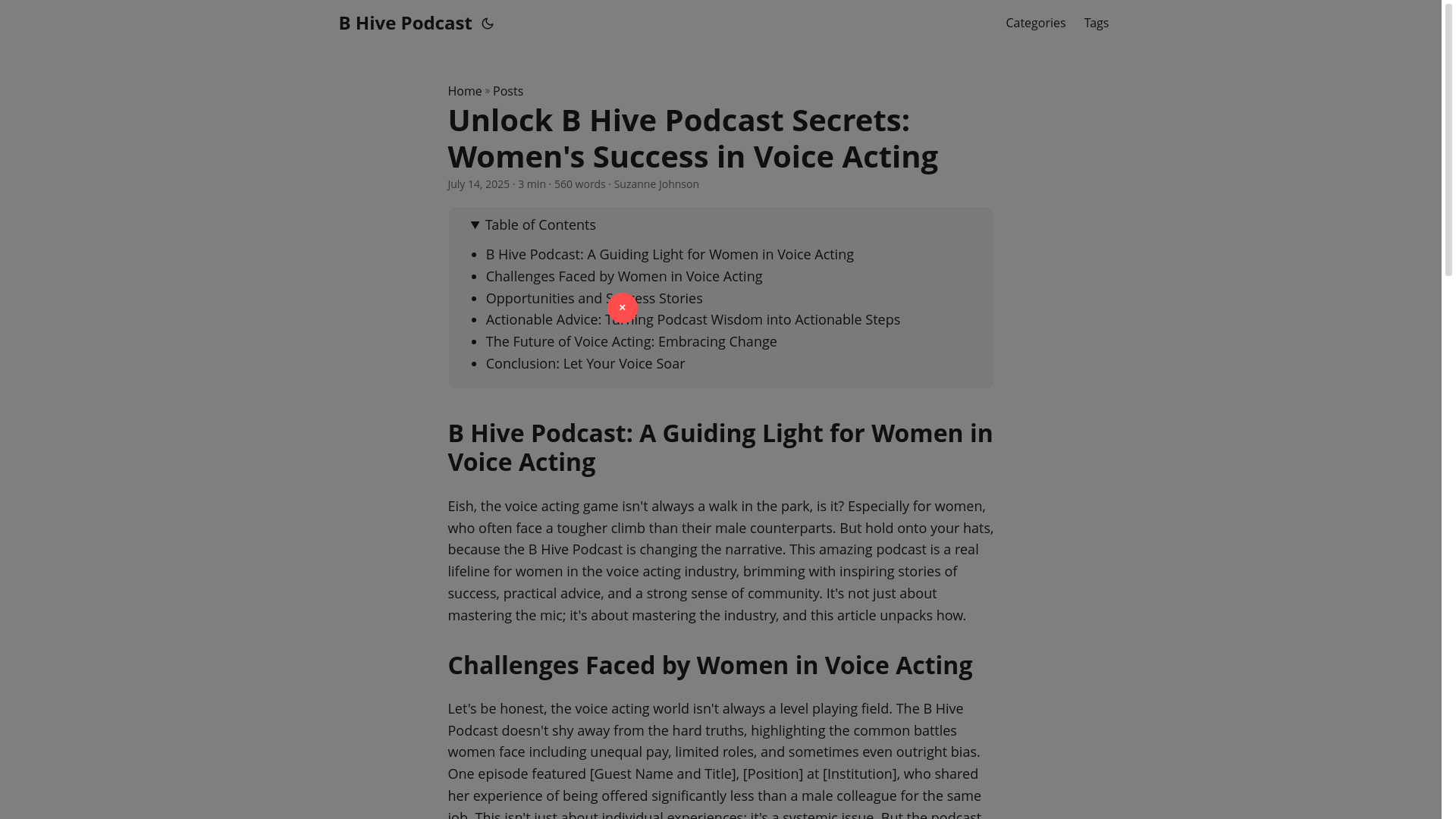 website screenshot of https://b-hive-podcast.pages.dev/