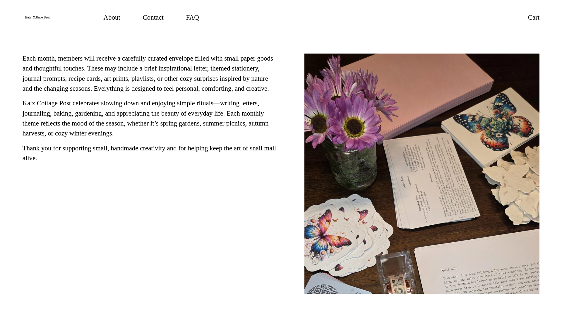 website screenshot of https://katzcottagepost.com/