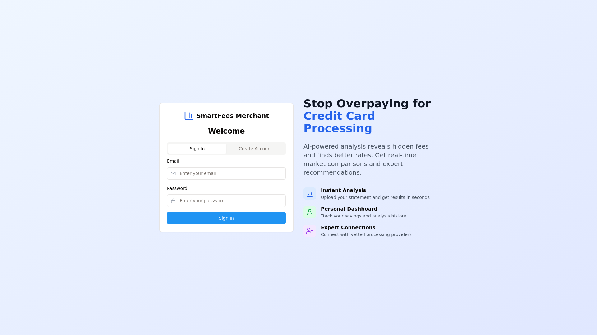 website screenshot of https://merchantfeesiq.com/