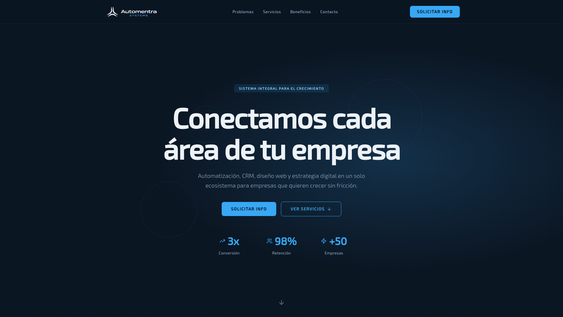 website screenshot of https://automentrasystems.com