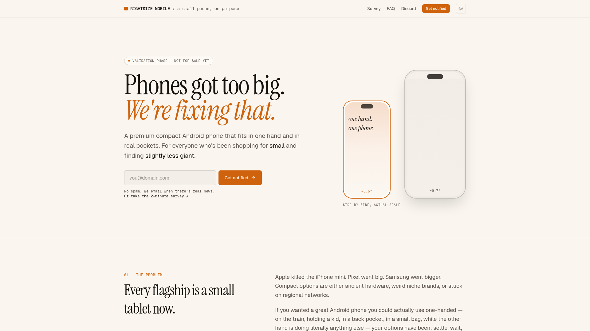 website screenshot of https://rightsizemobile.com/