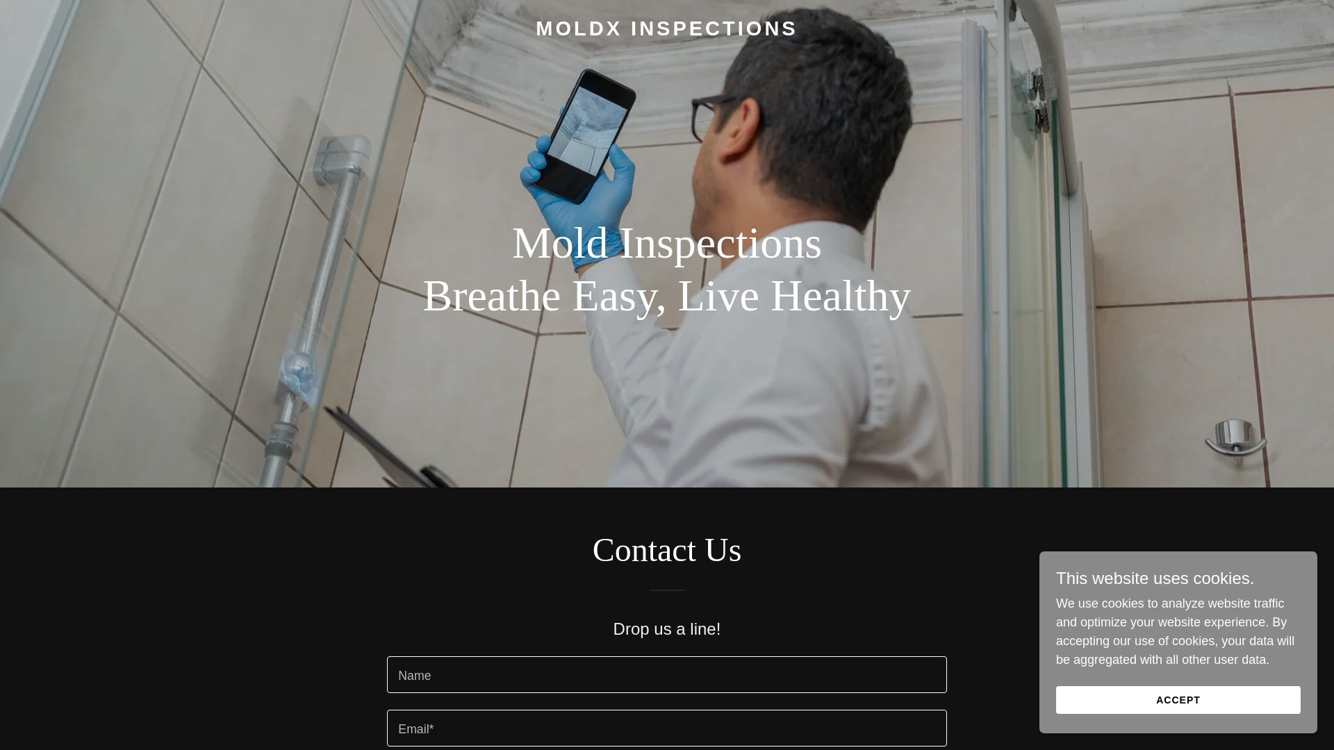website screenshot of https://moldxinspections.com