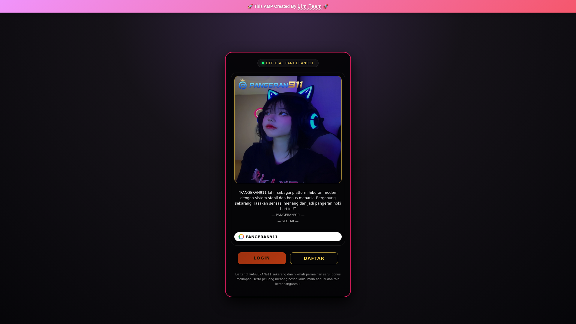 website screenshot of https://masuk-pangeran911.pages.dev/