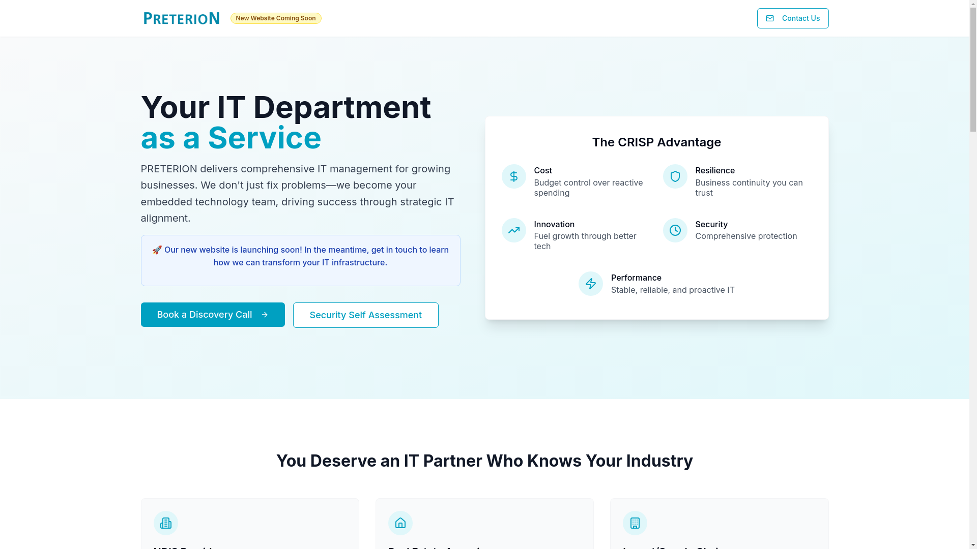 website screenshot of https://preterion-coming-soon.pages.dev/